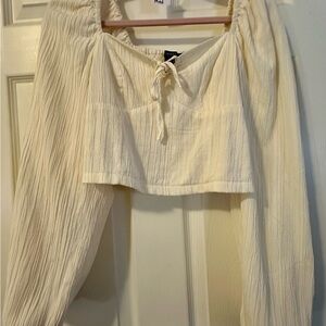 Forever 21 Cream Tie-Front Blouse